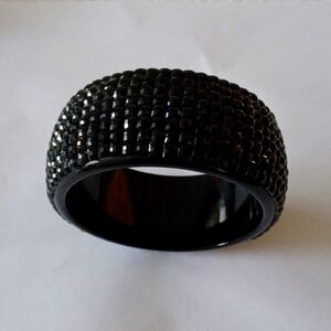 Black Faceted Cuff Bracelet